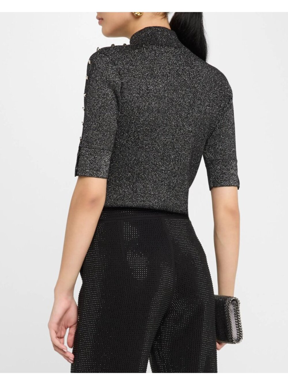 Elie Tahari The Samantha Metallic Mock-Neck Sweater Size XS New with tag